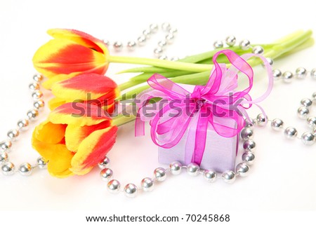 Fine tulips and gift