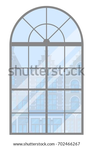 Vintage window. Flat design illustration.