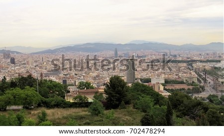 Overlooking Barcelona Spain From Olympic Park
