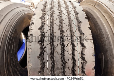 types of tires for motor vehicles, note shallow depth of field