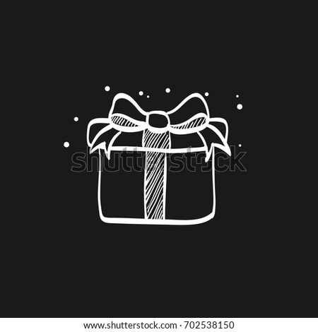 Gift box icon in doodle sketch lines. Prize birthday Christmas holiday