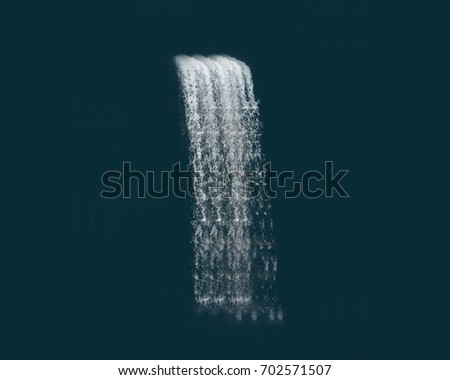 Waterfall element on black background