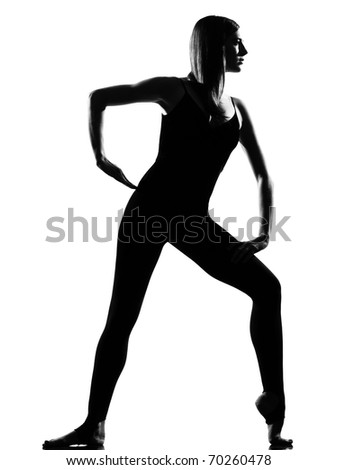 beautiful caucasian tall woman ballet dancer standing pose  full length on studio isolated white background