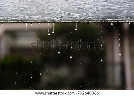The raindrops fell from the top of the glass roof.