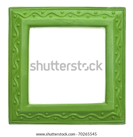 Green Square Modern Vibrant Colored Empty Frame Isolated on White with a Clipping Path. Royalty-Free Stock Photo #70265545