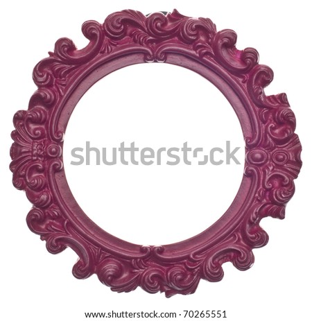 Purple Round Modern Vibrant Colored Empty Frame Isolated on White with a Clipping Path. Royalty-Free Stock Photo #70265551