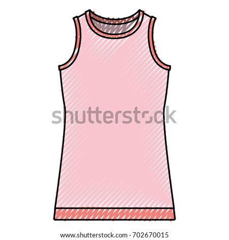 colored crayon silhouette of female t-shirt without sleeves vector illustration