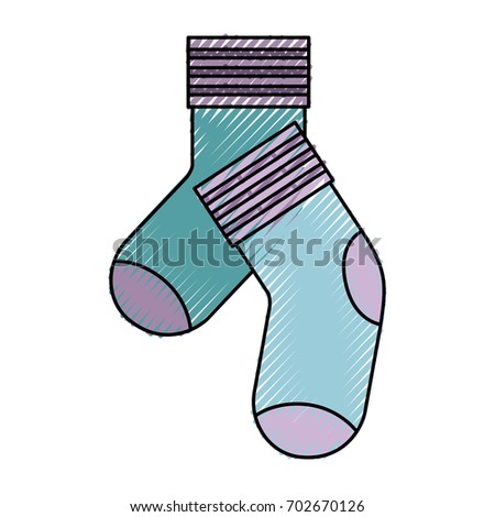 colored crayon silhouette of pair of socks vector illustration
