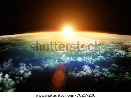 Planet Earth with a spectacular sunset.