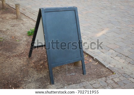 Black chalkboard stand mockup for logo, branding or daily menu promotion.