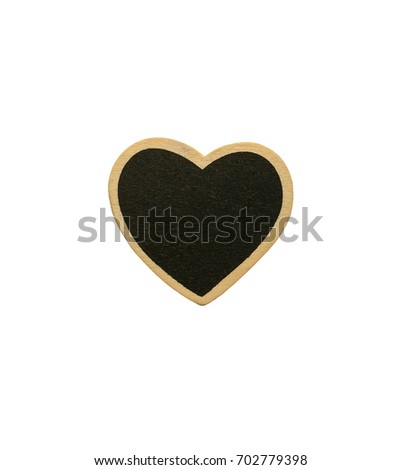 Heart Blank chalkboard with wooden frame isolated on white background.