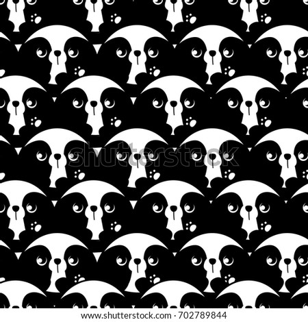 Hand Drawn Panda. Design of Fashion Print. Cute Panda Background Pattern.
