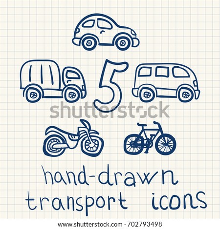 Vector hand-drawn transports illustrations