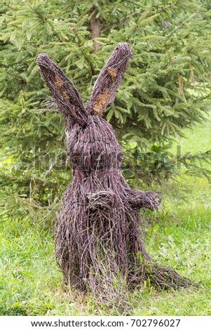 Rabbit statue made by kids for Easter Holiday