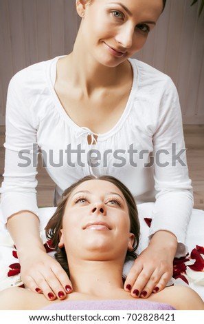 stock photo attractive lady getting spa treatment in salon, healthcare people concept 