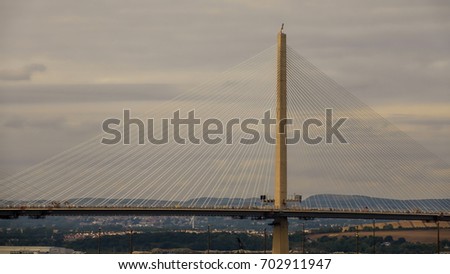 The new Forth road bridge, The Queensferry Crossing showing the supporting cables  