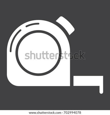 Tape measure glyph icon, build and repair, construction roulette sign vector graphics, a solid pattern on a black background, eps 10.