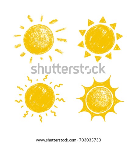 Hand Drawn Crayon Sun Set Royalty-Free Stock Photo #703035730