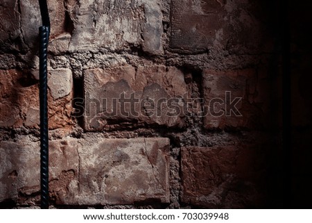 Texture of rough brick wall in old house. Background for design.