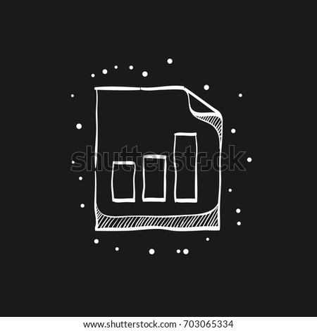 Bar chart document icon in black sketch style 