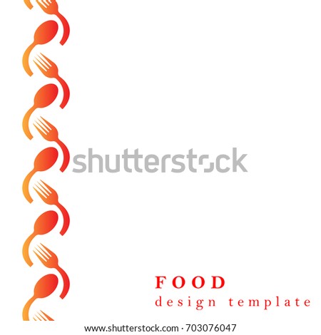 Menu design template for restaurant, café, canteen, catering, shop, market. Image of red fork and spoon on white background. EPS10 vector illustration for banner, poster, wallpaper, napkin paper.