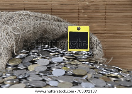 Group of coins out of the sacks for business and financial concepts