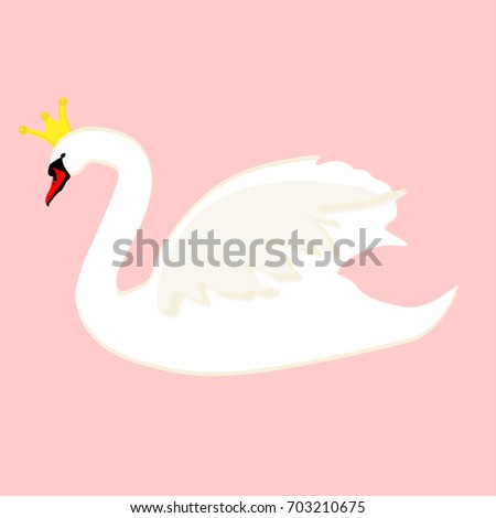 Vector illustration greeting card, poster with beautiful swan.  Swan queen.