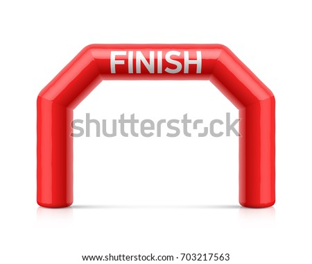 Inflatable finish line arch illustration. Red inflatable archway, suitable for different outdoor sport events like marathon racing, triathlon, skiing and other, vector illustration  Royalty-Free Stock Photo #703217563