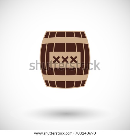 Cask or barrel icon. Flat design of wooden conteiner with round shadow illustration