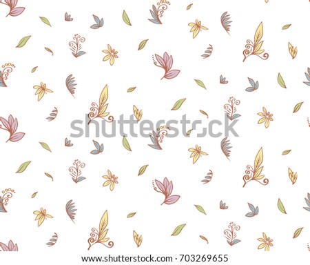 vector seamless pattern little leaves and flowers