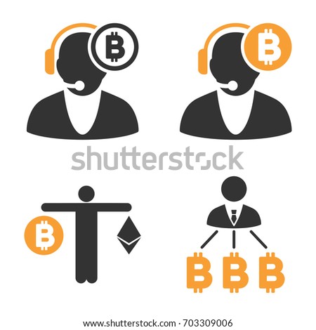 Bitcoin Operator vector icon set. Style is bicolor flat symbols.