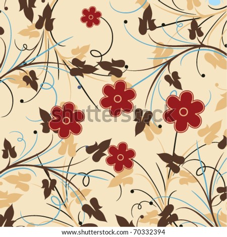 Seamless wallpaper pattern with of red flower , vector illustration