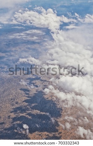 View from the plane to the rivers and steppe, Kazakhstan