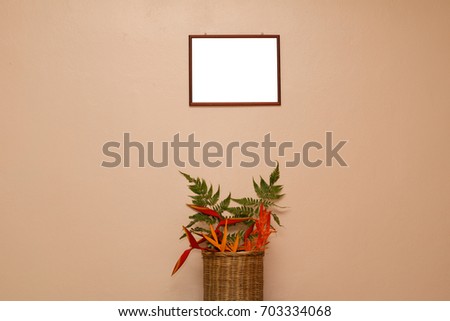 Picture frame with white space with cpoy space with Old Rose background.