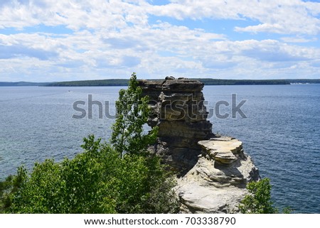 A view of the Miner's Castle rock formation overlooking Lake Superior in the Pictured Rocks National Lake Shore in Michigan's Upper Peninsula.