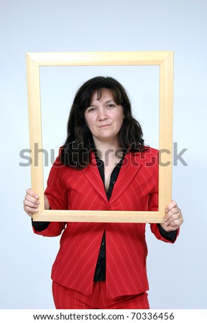Portrait of a beautiful young woman with frame