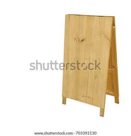 A-frame, Sandwich Board, Sidewalk Wooden Blank Sign Isolated on White Background