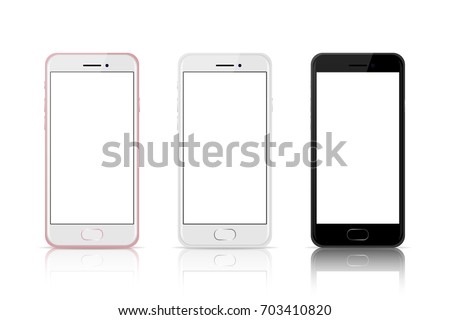 Colorful mobile phone with blank screen, realistic vector design in high quality.