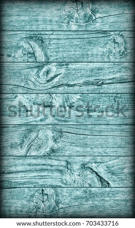 Old Weathered Knotted Cracked Rustic Cyan Pine Wood Planking Coarse Vignetted Grunge Texture