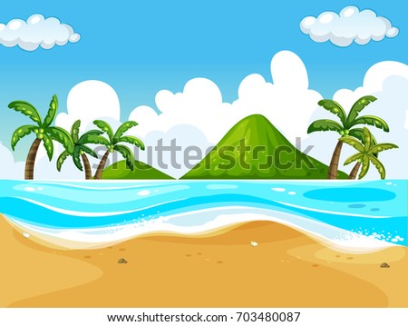 Background scene with beach and ocean illustration