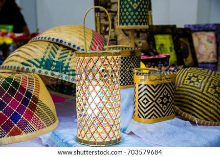 A colorful selection of bamboo household items and gifts made in Thailand.
