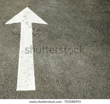 The white arrow on the road surface with go straight signal