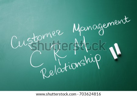 Management abbreviation CRM with its full form written on chalk board