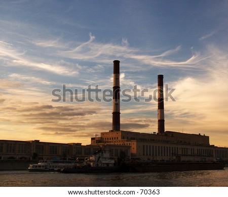 Sunset with funnels Royalty-Free Stock Photo #70363