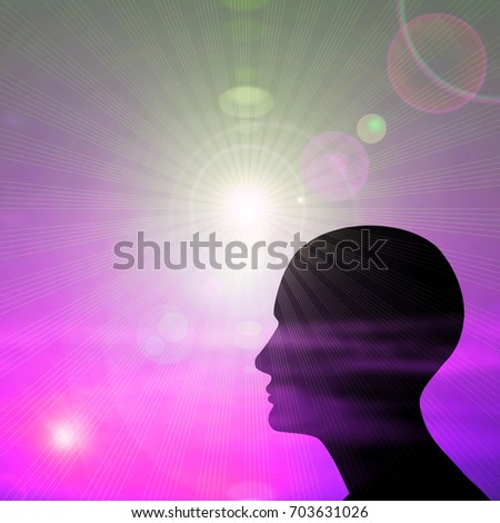  human head,sky and sun background