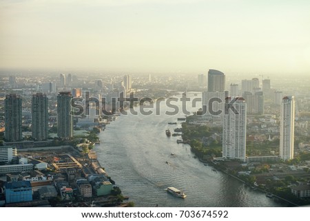 Photo of the panoramic view of the Bankok city at sunset