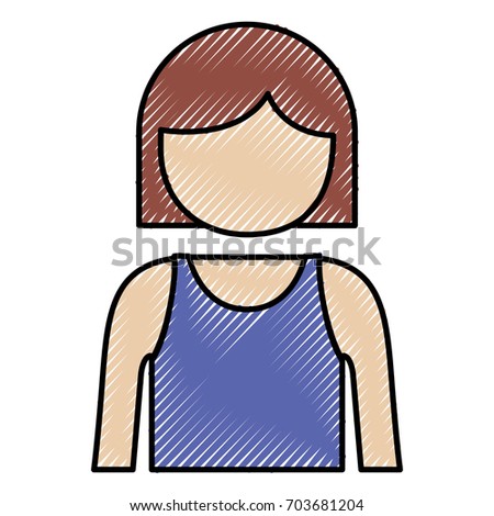 silhouette of colored pencils of girl half body and faceless vector illustration
