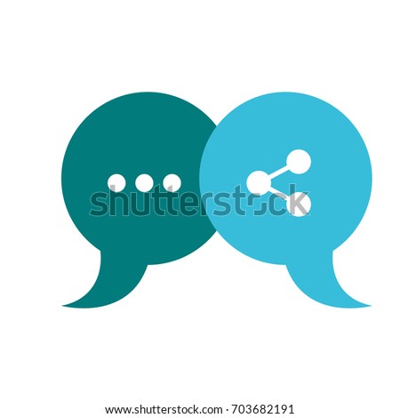 colorful silhouette of pair speech circles with symbols of ellipsis and network vector illustration