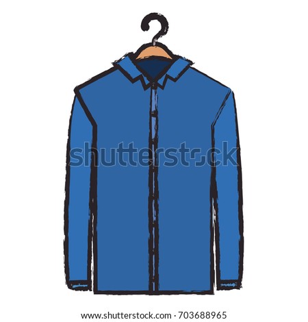 colored blurred silhouette of shirt long sleeve man in clothes hanger vector illustration