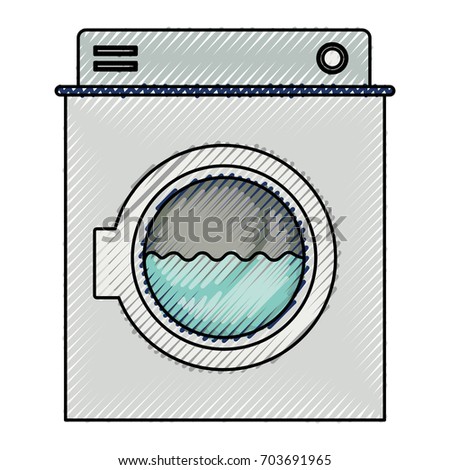 colored crayon silhouette of washing machine with water medium level vector illustration